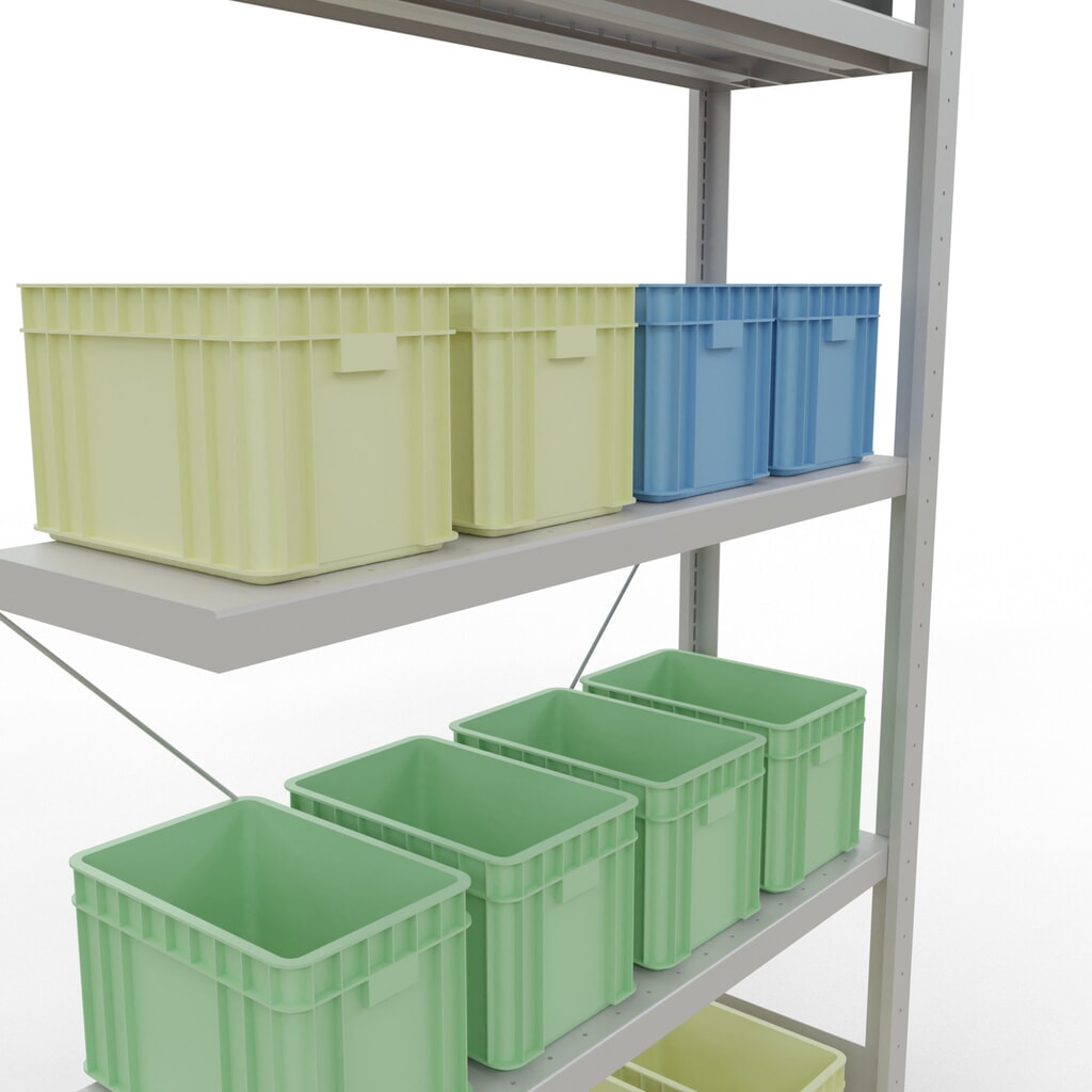 N° de l'image du produit 4 : Rayonnage à tablettes SCHULTE, système à emboîter, travée auxiliaire, charge par tablette 330 kg, gris clair, HxlxP 2000 x 1000 x 300 mm