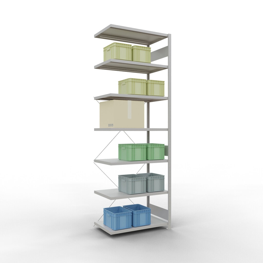 N° de l'image du produit 3 : Rayonnage à tablettes SCHULTE, système à emboîter, travée auxiliaire, charge par tablette 330 kg, gris clair, HxlxP 3000 x 1000 x 600 mm