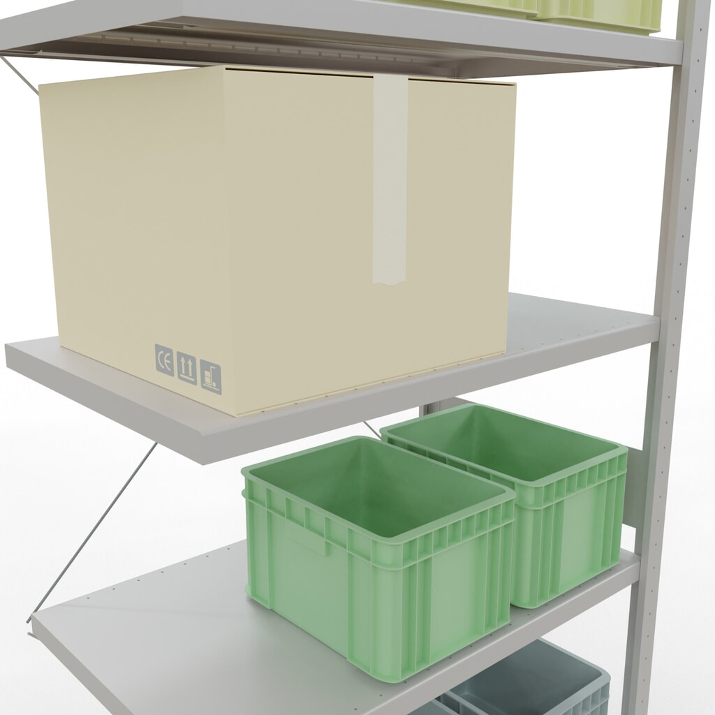 N° de l'image du produit 4 : Rayonnage à tablettes SCHULTE, système à emboîter, travée auxiliaire, charge par tablette 330 kg, gris clair, HxlxP 3000 x 1000 x 600 mm