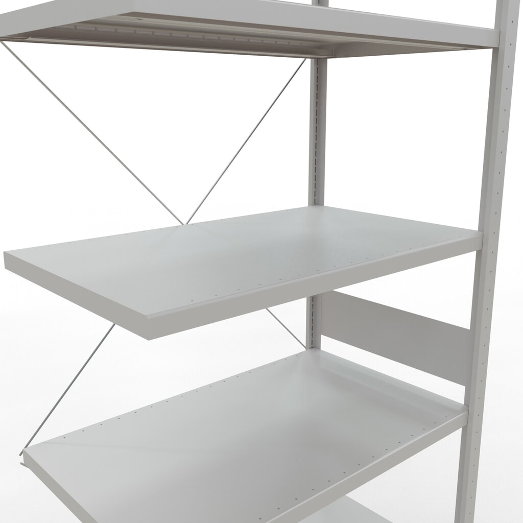Rayonnage à tablettes SCHULTE, système à emboîter, travée auxiliaire, charge par tablette 330 kg, gris clair, HxlxP 3000 x 1000 x 600 mm N° de l'image du produit 5 : Rayonnage à tablettes SCHULTE, système à emboîter, travée auxiliaire, charge par tablette 330 kg, gris clair, HxlxP 3000 x 1000 x 600 mm