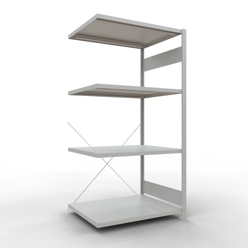 Rayonnage à tablettes SCHULTE, système à emboîter, travée auxiliaire, charge par tablette 330 kg, gris clair, HxlxP 2000 x 1000 x 800 mm Illustration du produit: Rayonnage à tablettes SCHULTE, système à emboîter, travée auxiliaire, charge par tablette 330 kg, gris clair, HxlxP 2000 x 1000 x 800 mm