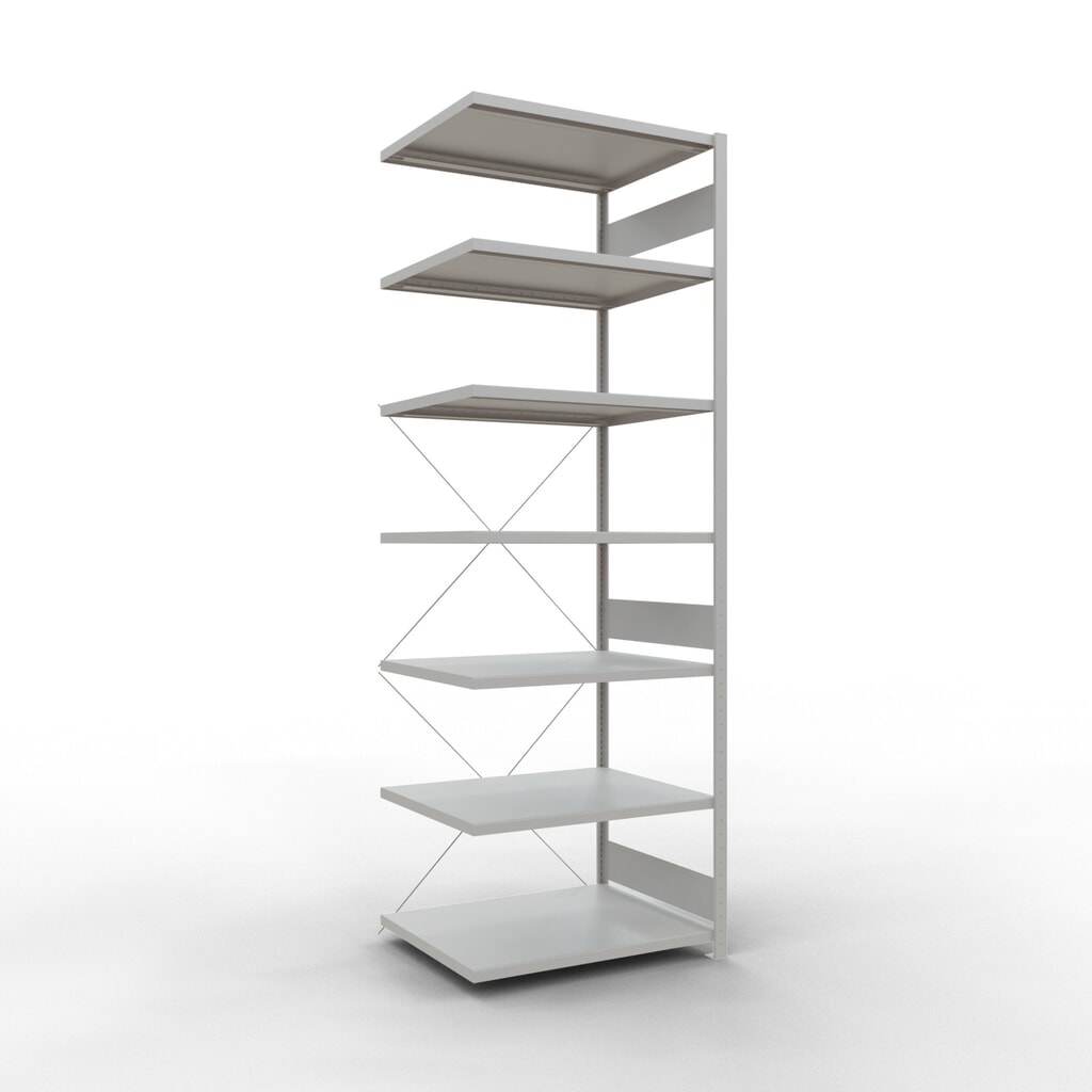 Illustration du produit: Rayonnage à tablettes SCHULTE, système à emboîter, travée auxiliaire, charge par tablette 330 kg, gris clair, H x l x P 3 000 x 1 000 x 800 mm