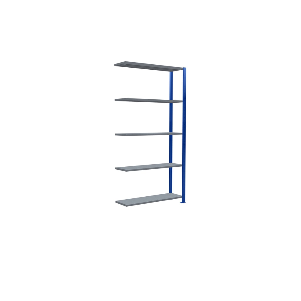 N° de l'image du produit 2 : Rayonnage à tablettes SCHULTE, montage par enfichage, travée auxiliaire, charge par tablette 330 kg, bleu gentiane/galvanisé, H x l x P 2 000 x 1 000 x 300 mm