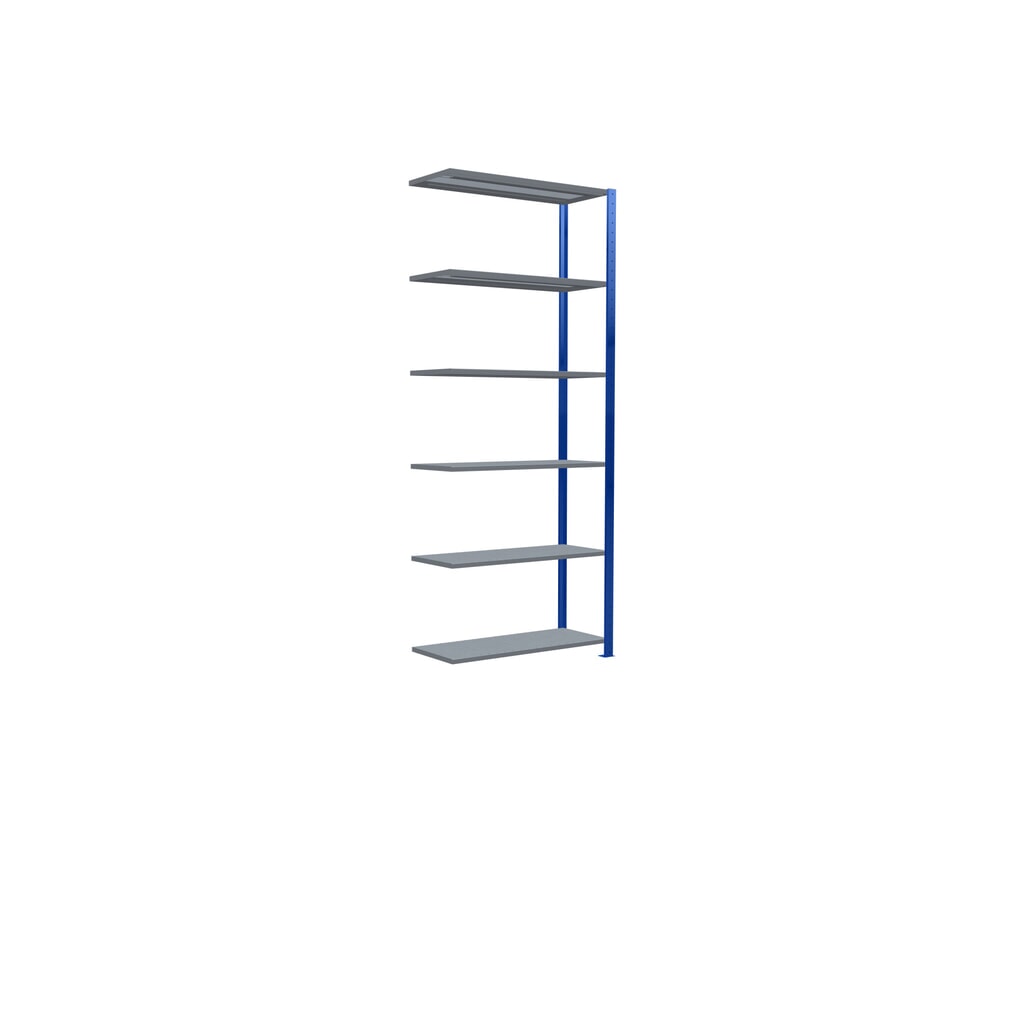 N° de l'image du produit 2 : Rayonnage à tablettes SCHULTE, montage par enfichage, travée auxiliaire, charge par tablette 330 kg, bleu gentiane/galvanisé, H x l x P 2 500 x 1000 x 400 mm