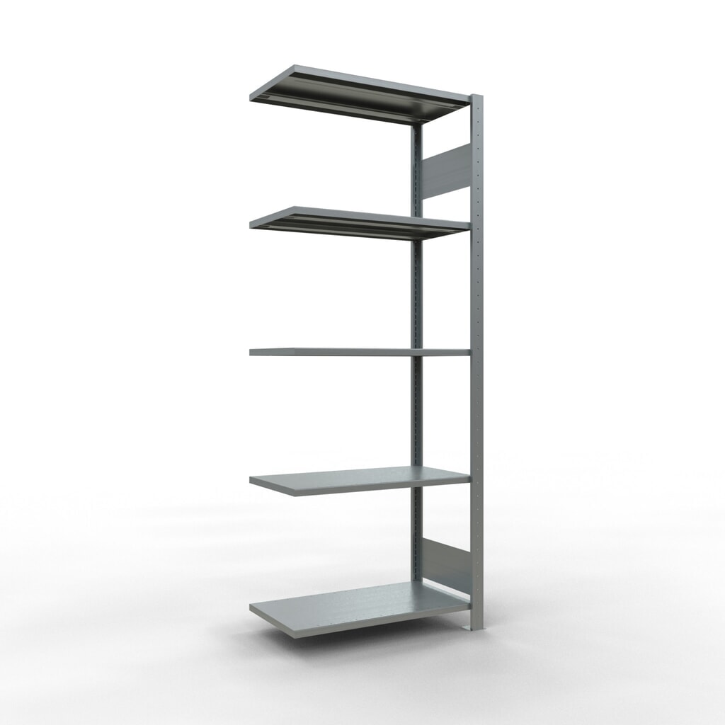 Rayonnage à tablettes SCHULTE, système à emboîter, travée auxiliaire, CT 150 kg, galvanisé, HxlxP 2 000 x 750 x 400 mm Illustration du produit: Rayonnage à tablettes SCHULTE, système à emboîter, travée auxiliaire, CT 150 kg, galvanisé, HxlxP 2 000 x 750 x 400 mm