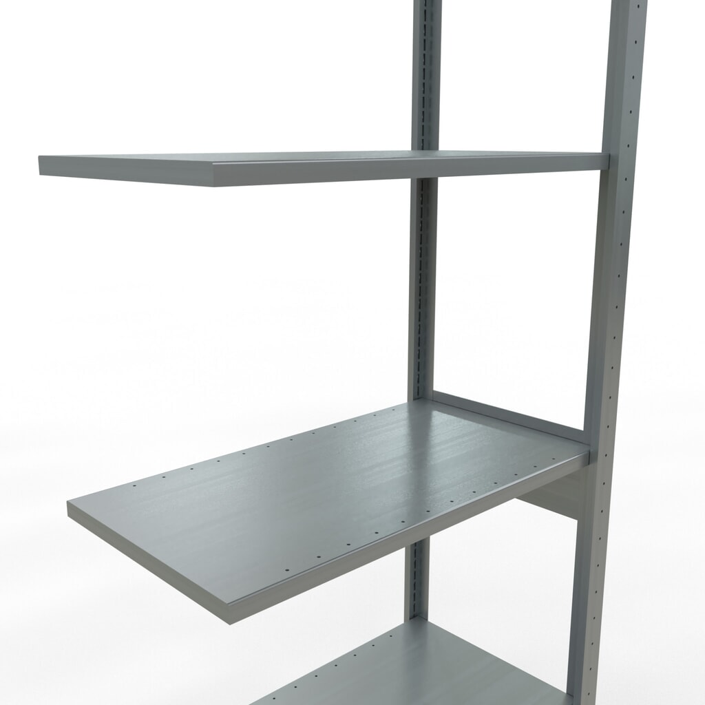 N° de l'image du produit 4 : Rayonnage à tablettes SCHULTE, système à emboîter, travée auxiliaire, CT 150 kg, galvanisé, HxlxP 2 500 x 750 x 400 mm