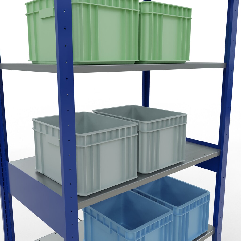 SCHULTE Rayonnage à tablettes, bleu gentiane / galvanisé, charge par tablette 150 kg, HxlxP 2 500 x 1 060 x 636 mm N° de l'image du produit 3 : SCHULTE Rayonnage à tablettes, bleu gentiane / galvanisé, charge par tablette 150 kg, HxlxP 2 500 x 1 060 x 636 mm