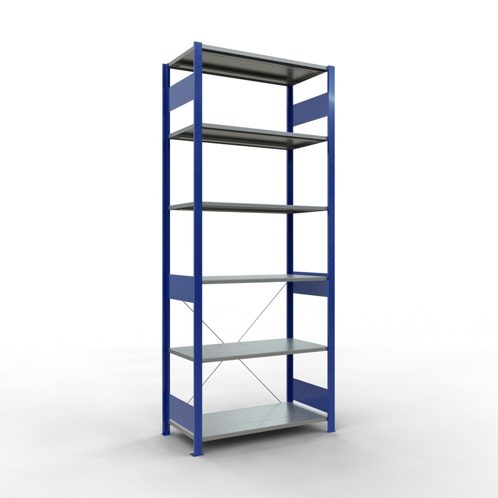 Illustration du produit: SCHULTE Rayonnage à tablettes, bleu gentiane / galvanisé, charge par tablette 150 kg, HxlxP 2 500 x 1 060 x 536 mm
