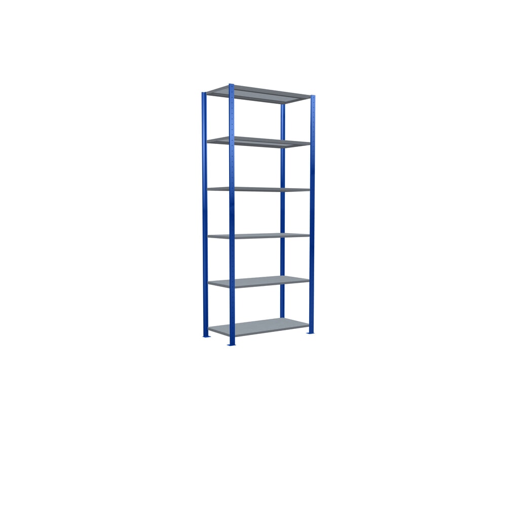 SCHULTE Rayonnage à tablettes, bleu gentiane / galvanisé, charge par tablette 150 kg, HxlxP 2 500 x 1 060 x 536 mm N° de l'image du produit 5 : SCHULTE Rayonnage à tablettes, bleu gentiane / galvanisé, charge par tablette 150 kg, HxlxP 2 500 x 1 060 x 536 mm