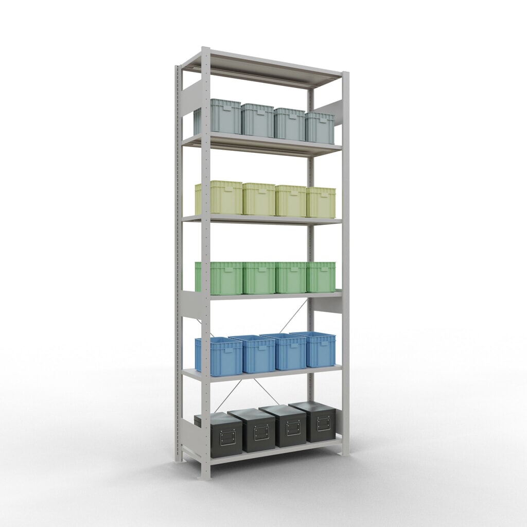 N° de l'image du produit 3 : SCHULTE Rayonnage à tablettes gris clair, charge par tablette 150 kg, HxlxP 2 500 x 1 060 x 436 mm