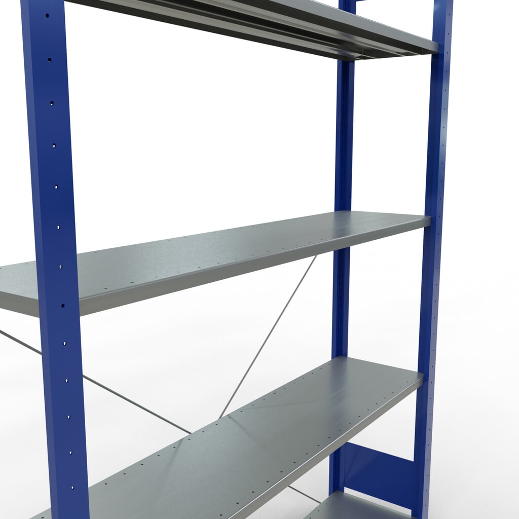 N° de l'image du produit 2 : SCHULTE Rayonnage à tablettes, bleu gentiane / galvanisé, avec 5 tablettes en tôle d’acier, charge par tablette 150 kg, HxlxP 2 000 x 1 360 x 336 mm