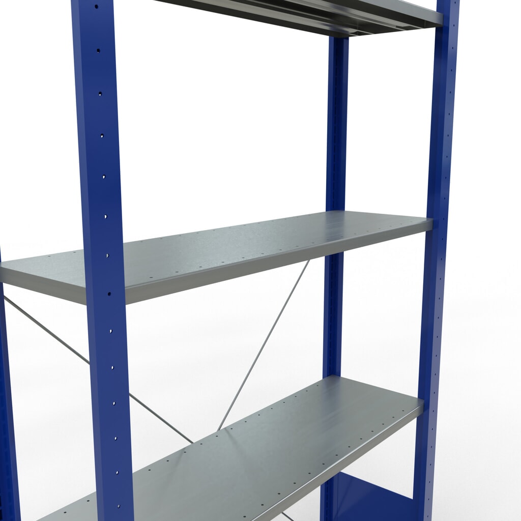 N° de l'image du produit 2 : SCHULTE Rayonnage à tablettes, bleu gentiane / galvanisé, avec 5 tablettes en tôle d’acier, charge par tablette 150 kg, HxlxP 2 000 x 1 060 x 336 mm