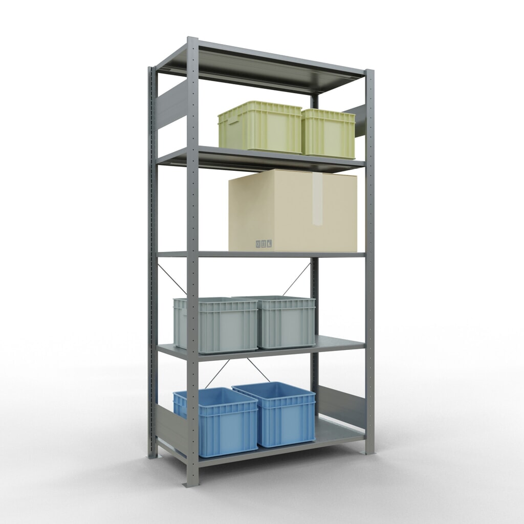 SCHULTE Rayonnage à tablettes galvanisé avec 5 tablettes en tôle d’acier, charge par tablette 150 kg, HxlxP 2 000 x 1 060 x 536 mm N° de l'image du produit 3 : SCHULTE Rayonnage à tablettes galvanisé avec 5 tablettes en tôle d’acier, charge par tablette 150 kg, HxlxP 2 000 x 1 060 x 536 mm