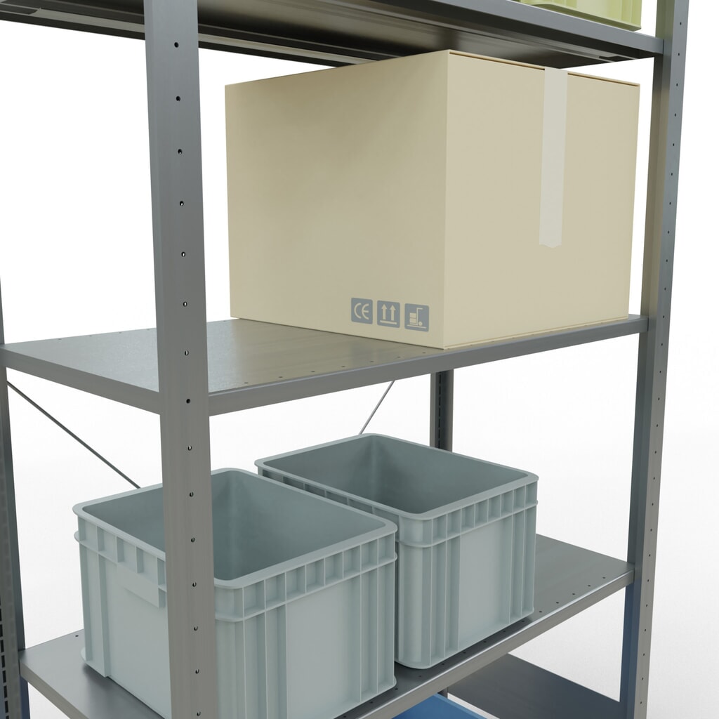 N° de l'image du produit 4 : SCHULTE Rayonnage à tablettes galvanisé avec 5 tablettes en tôle d’acier, charge par tablette 150 kg, HxlxP 2 000 x 1 060 x 536 mm