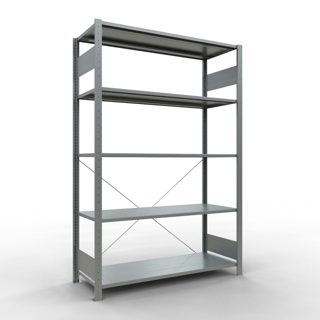 Illustration du produit: SCHULTE Rayonnage à tablettes galvanisé avec 5 tablettes en tôle d’acier, charge par tablette 150 kg, HxlxP 2 000 x 1 360 x 536 mm