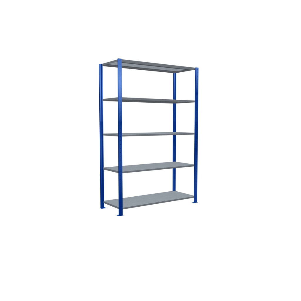 N° de l'image du produit 2 : SCHULTE Rayonnage à tablettes, bleu gentiane / galvanisé, avec 5 tablettes en tôle d’acier, charge par tablette 150 kg, HxlxP 2 000 x 1 360 x 536 mm