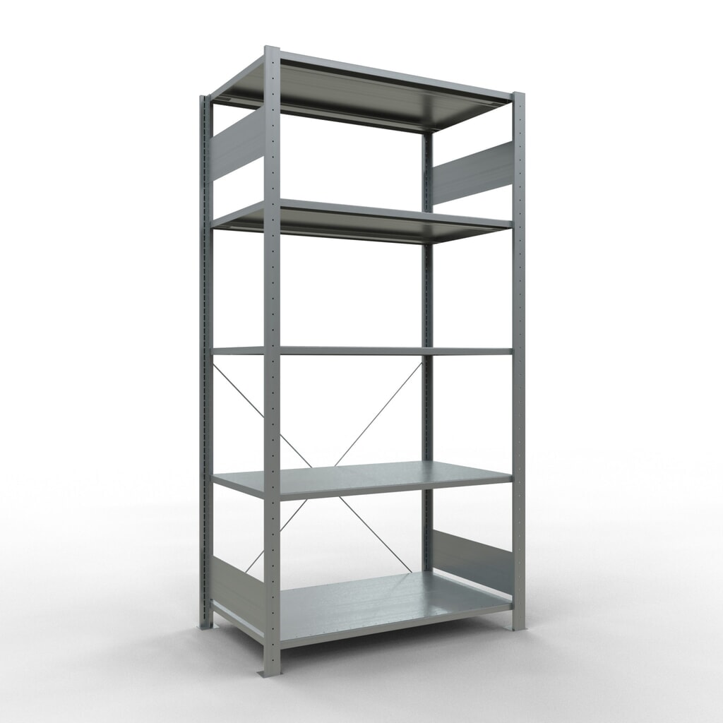 SCHULTE Rayonnage à tablettes galvanisé avec 5 tablettes en tôle d’acier, charge par tablette 150 kg, HxlxP 2 000 x 1 060 x 636 mm Illustration du produit: SCHULTE Rayonnage à tablettes galvanisé avec 5 tablettes en tôle d’acier, charge par tablette 150 kg, HxlxP 2 000 x 1 060 x 636 mm
