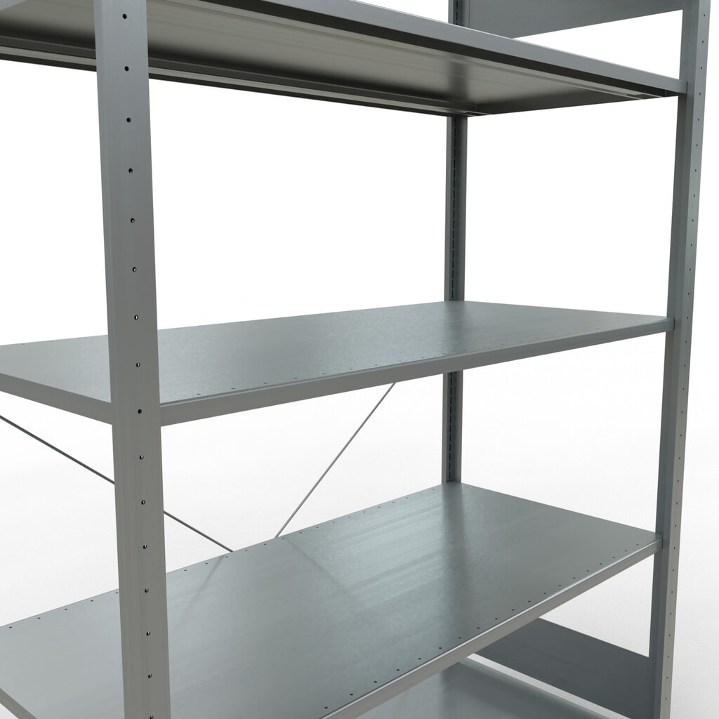 N° de l'image du produit 5 : SCHULTE Rayonnage à tablettes galvanisé avec 5 tablettes en tôle d’acier, charge par tablette 150 kg, HxlxP 2 000 x 1 360 x 636 mm