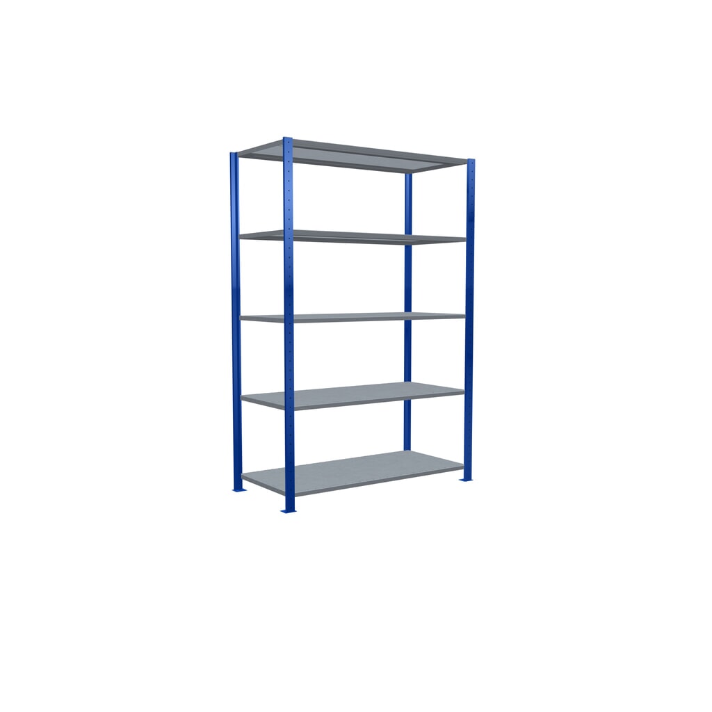 SCHULTE Rayonnage à tablettes, bleu gentiane / galvanisé, avec 5 tablettes en tôle d’acier, charge par tablette 150 kg, HxlxP 2 000 x 1 360 x 636 mm N° de l'image du produit 2 : SCHULTE Rayonnage à tablettes, bleu gentiane / galvanisé, avec 5 tablettes en tôle d’acier, charge par tablette 150 kg, HxlxP 2 000 x 1 360 x 636 mm