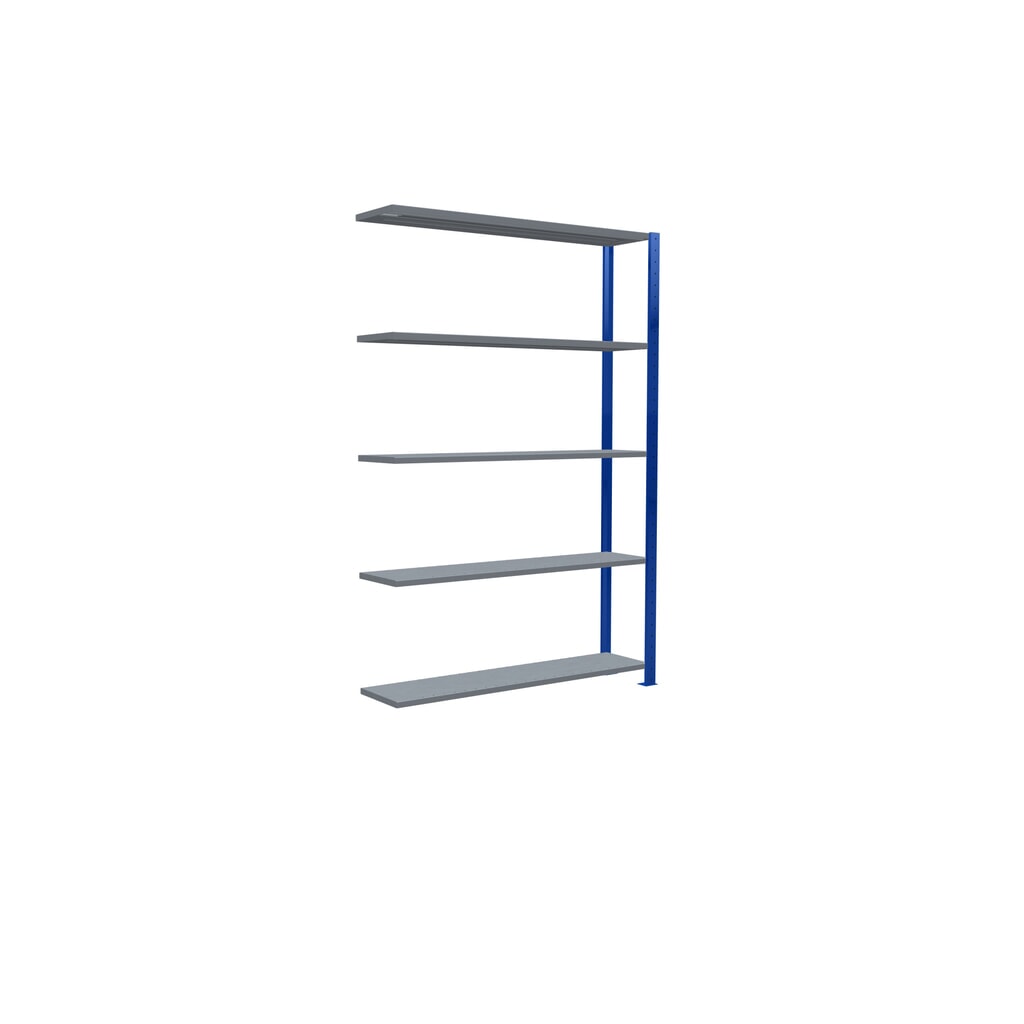 N° de l'image du produit 4 : Rayonnage à tablettes SCHULTE, système enfichable, travée auxiliaire, CT 150 kg, bleu gentiane/galvanisé, H x l x P 2 000 x 1 300 x 300 mm