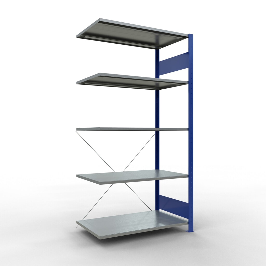 Illustration du produit: Rayonnage à tablettes SCHULTE, système enfichable, travée auxiliaire, CT 150 kg, bleu gentiane/galvanisé, H x l x P 2 000 x 1 000 x 600 mm