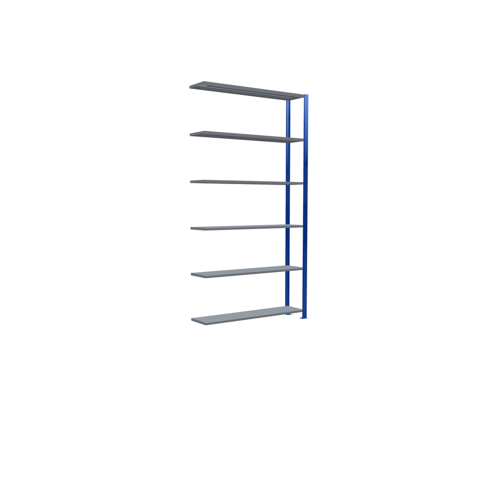 N° de l'image du produit 2 : Rayonnage à tablettes SCHULTE, système enfichable, travée auxiliaire, CT 150 kg, bleu gentiane/galvanisé, H x l x P 2 500 x 1 300 x 300 mm