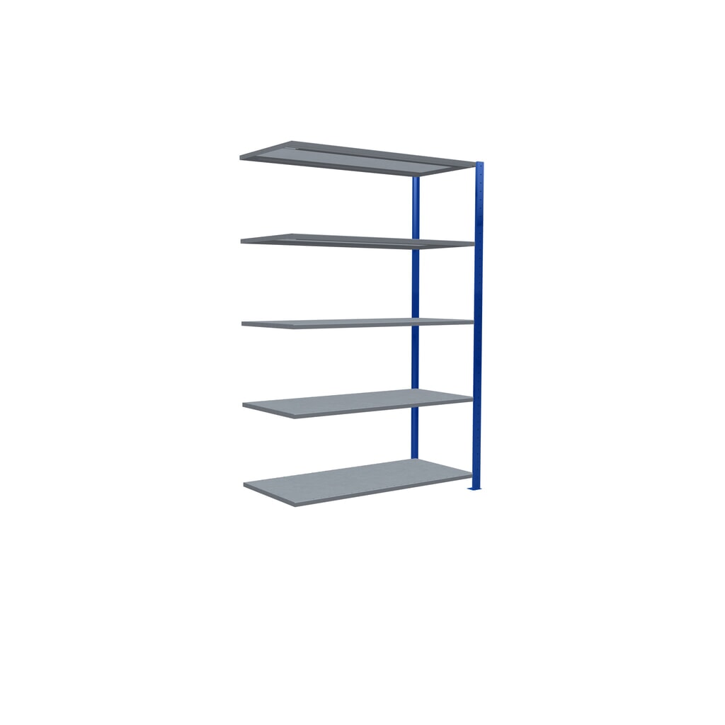 N° de l'image du produit 2 : Rayonnage à tablettes SCHULTE, système enfichable, travée auxiliaire, CT 150 kg, bleu gentiane/galvanisé, H x l x P 2 000 x 1 300 x 600 mm