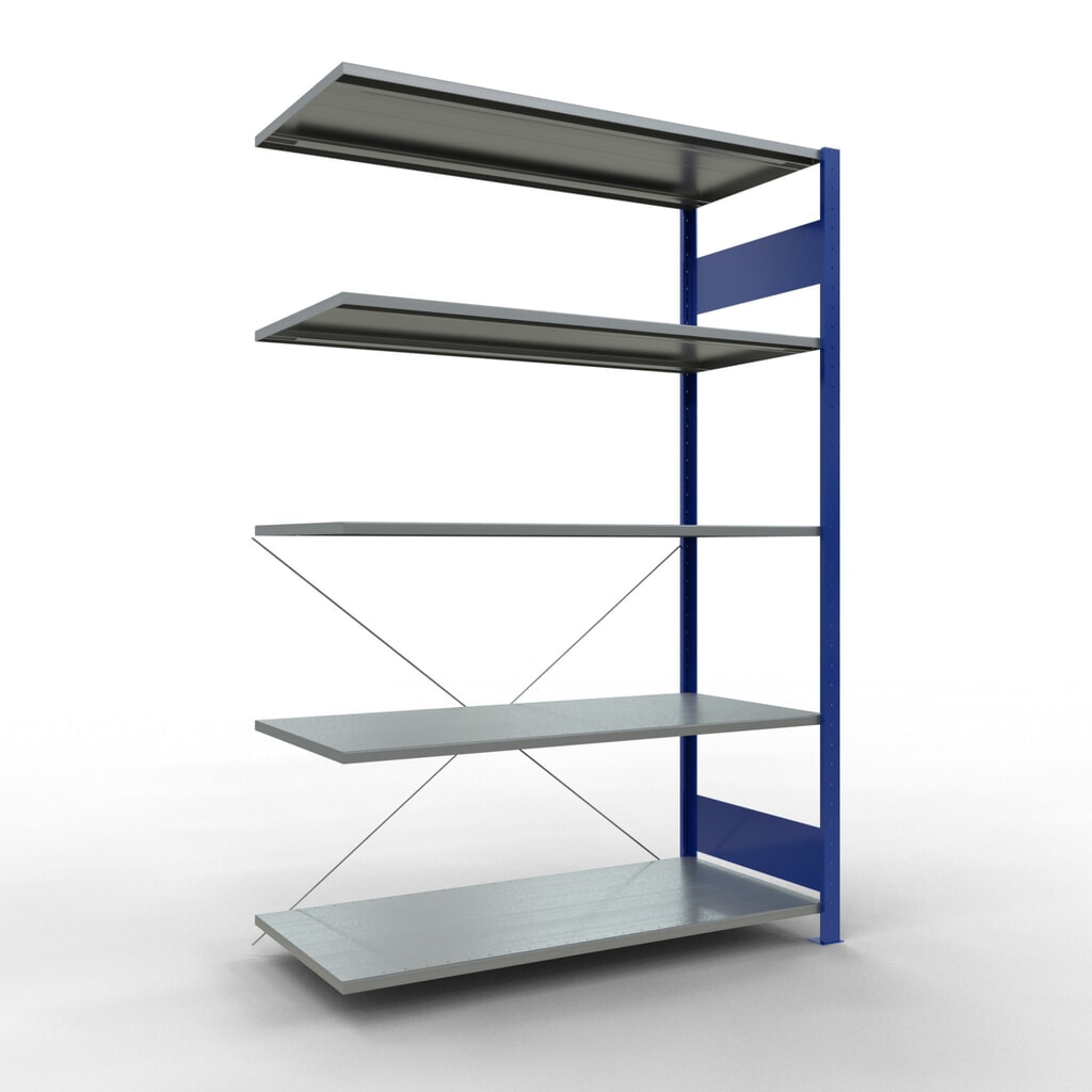 Illustration du produit: Rayonnage à tablettes SCHULTE, système enfichable, travée auxiliaire, CT 150 kg, bleu gentiane/galvanisé, H x l x P 2 000 x 1 300 x 600 mm