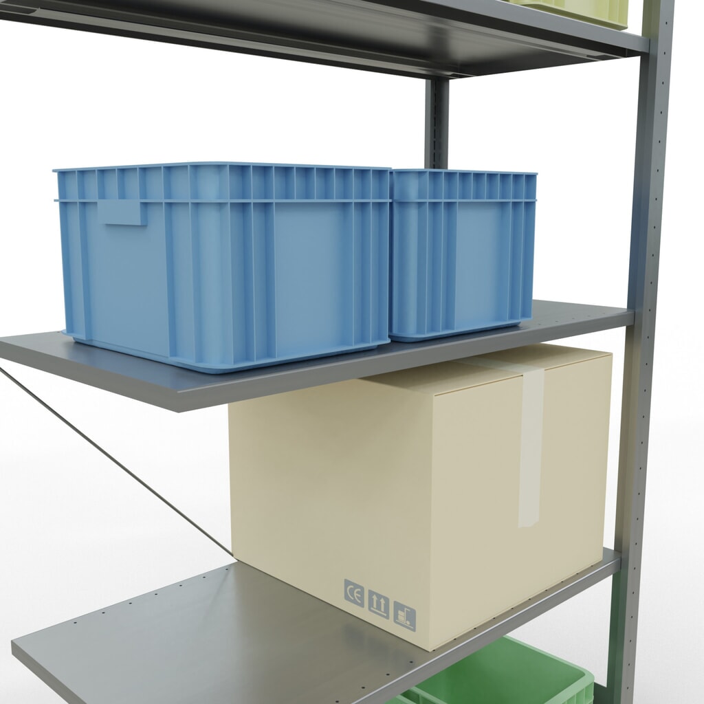 N° de l'image du produit 4 : Rayonnage à tablettes SCHULTE, système enfichable, travée auxiliaire, CT 150 kg, galvanisé, H x l x P 2 000 x 1 000 x 500 mm