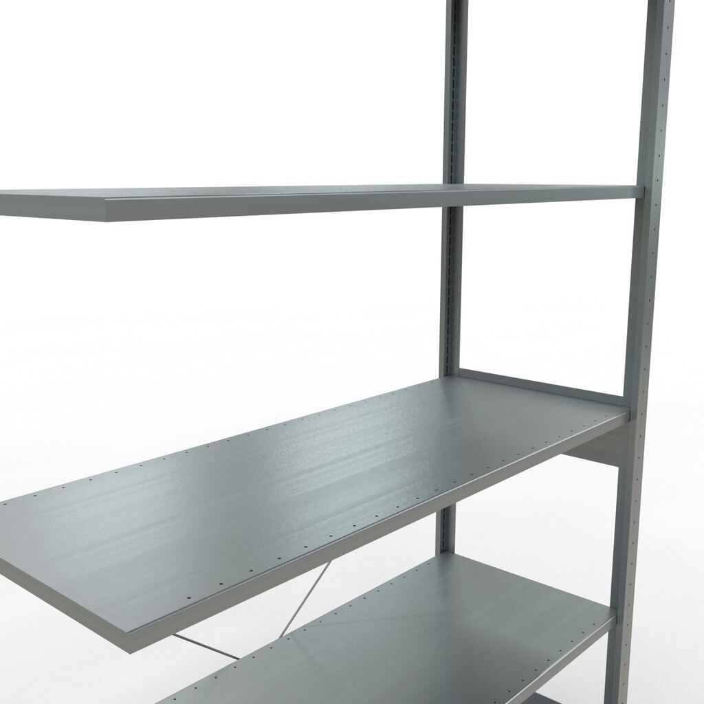Rayonnage à tablettes SCHULTE, système enfichable, travée auxiliaire, CT 150 kg, galvanisé, H x l x P 2 500 x 1 300 x 500 mm N° de l'image du produit 5 : Rayonnage à tablettes SCHULTE, système enfichable, travée auxiliaire, CT 150 kg, galvanisé, H x l x P 2 500 x 1 300 x 500 mm