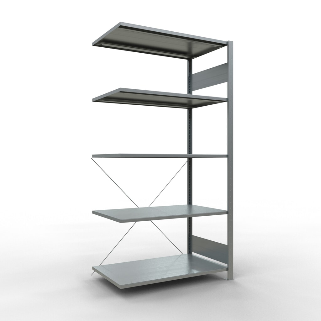 Illustration du produit: Rayonnage à tablettes SCHULTE, système enfichable, travée auxiliaire, CT 150 kg, galvanisé, H x l x P 2 000 x 1 000 x 600 mm