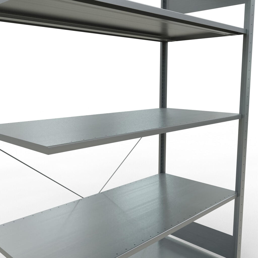 Rayonnage à tablettes SCHULTE, système enfichable, travée auxiliaire, CT 150 kg, galvanisé, H x l x P 2 000 x 1 300 x 600 mm N° de l'image du produit 5 : Rayonnage à tablettes SCHULTE, système enfichable, travée auxiliaire, CT 150 kg, galvanisé, H x l x P 2 000 x 1 300 x 600 mm