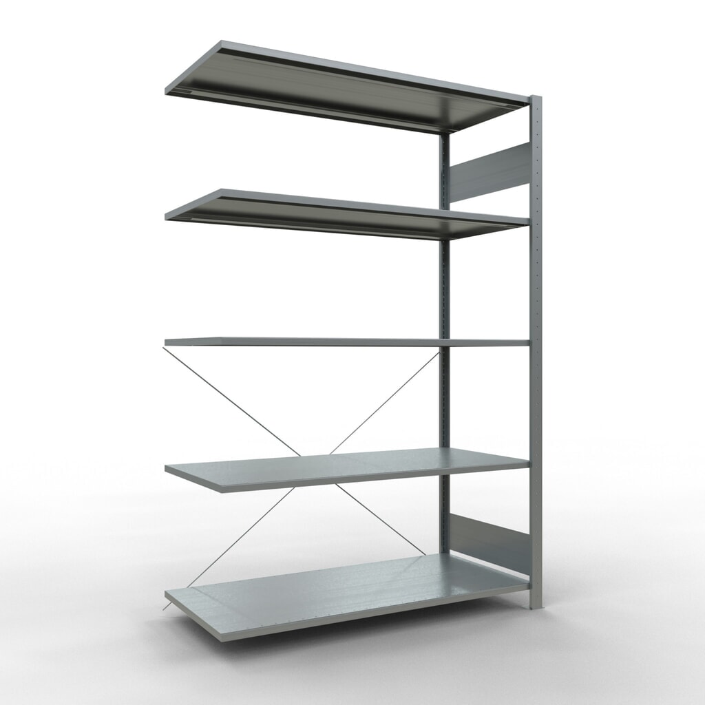 Illustration du produit: Rayonnage à tablettes SCHULTE, système enfichable, travée auxiliaire, CT 150 kg, galvanisé, H x l x P 2 000 x 1 300 x 600 mm