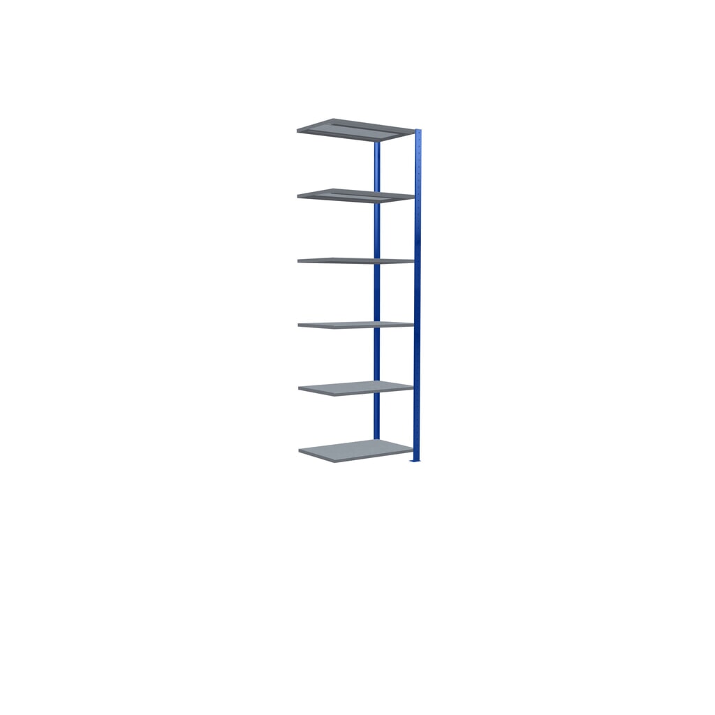 N° de l'image du produit 2 : Rayonnage à tablettes SCHULTE, travée auxiliaire, bleu gentiane/galvanisé, CT 250 kg, HxlxP 2 500 x 750 x 500 mm