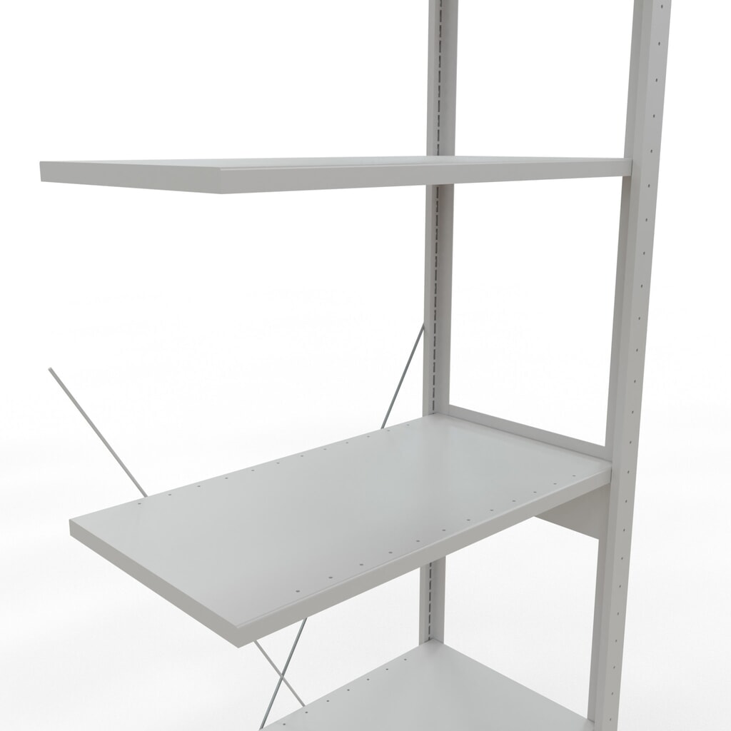 N° de l'image du produit 5 : Rayonnage à tablettes SCHULTE, travée auxiliaire, charge par tablette 150 kg, gris clair, H x l x P 2 500 x 750 x 400 mm