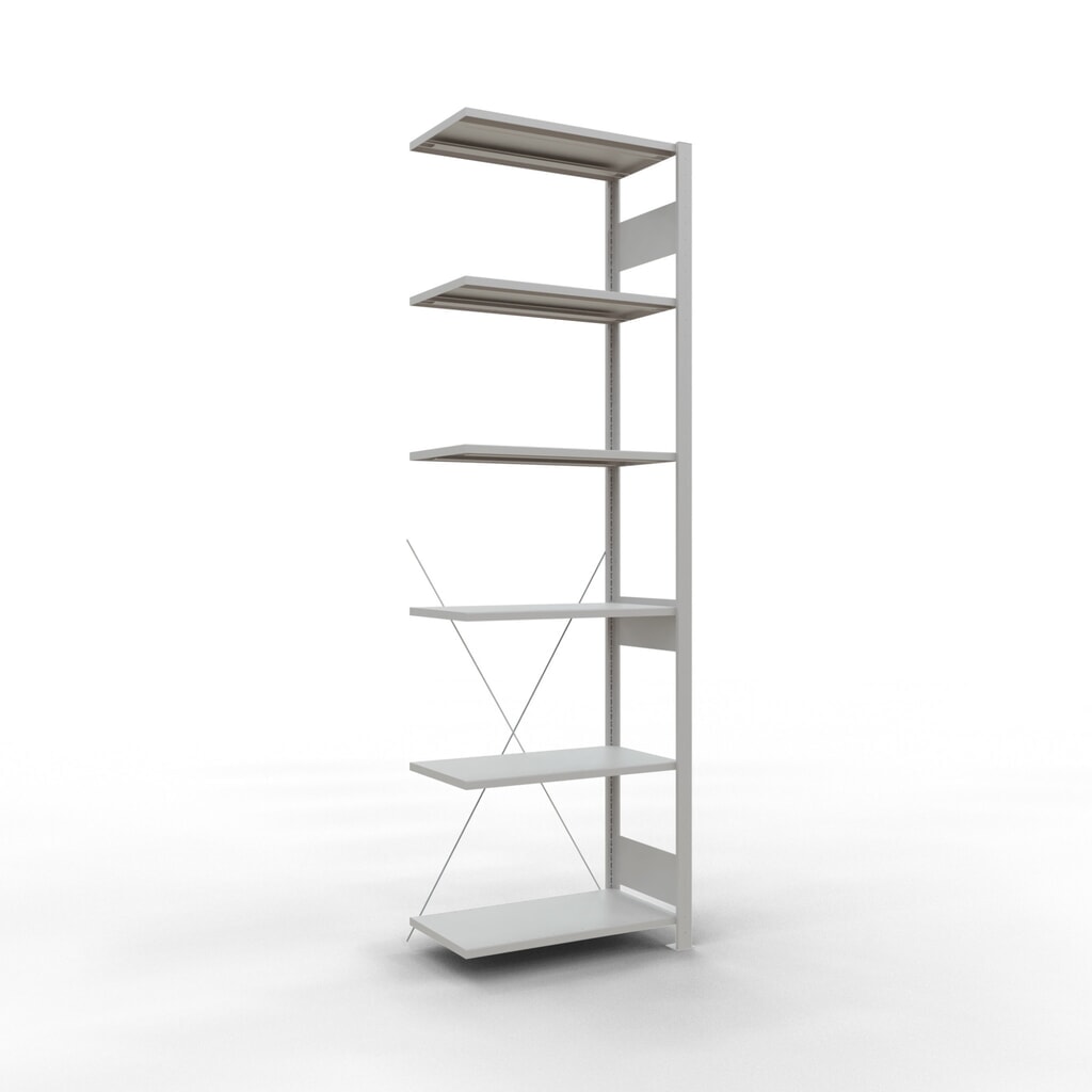 Illustration du produit: Rayonnage à tablettes SCHULTE, travée auxiliaire, charge par tablette 150 kg, gris clair, H x l x P 2 500 x 750 x 400 mm