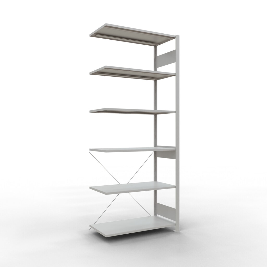 Illustration du produit: Rayonnage à tablettes SCHULTE, travée auxiliaire, charge par tablette 150 kg, gris clair, HxlxP 2500 x 1000 x 500 mm