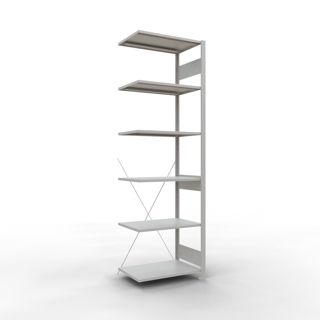 Illustration du produit: Rayonnage à tablettes SCHULTE, travée auxiliaire, charge par tablette 150 kg, gris clair, HxlxP 2500 x 750 x 500 mm