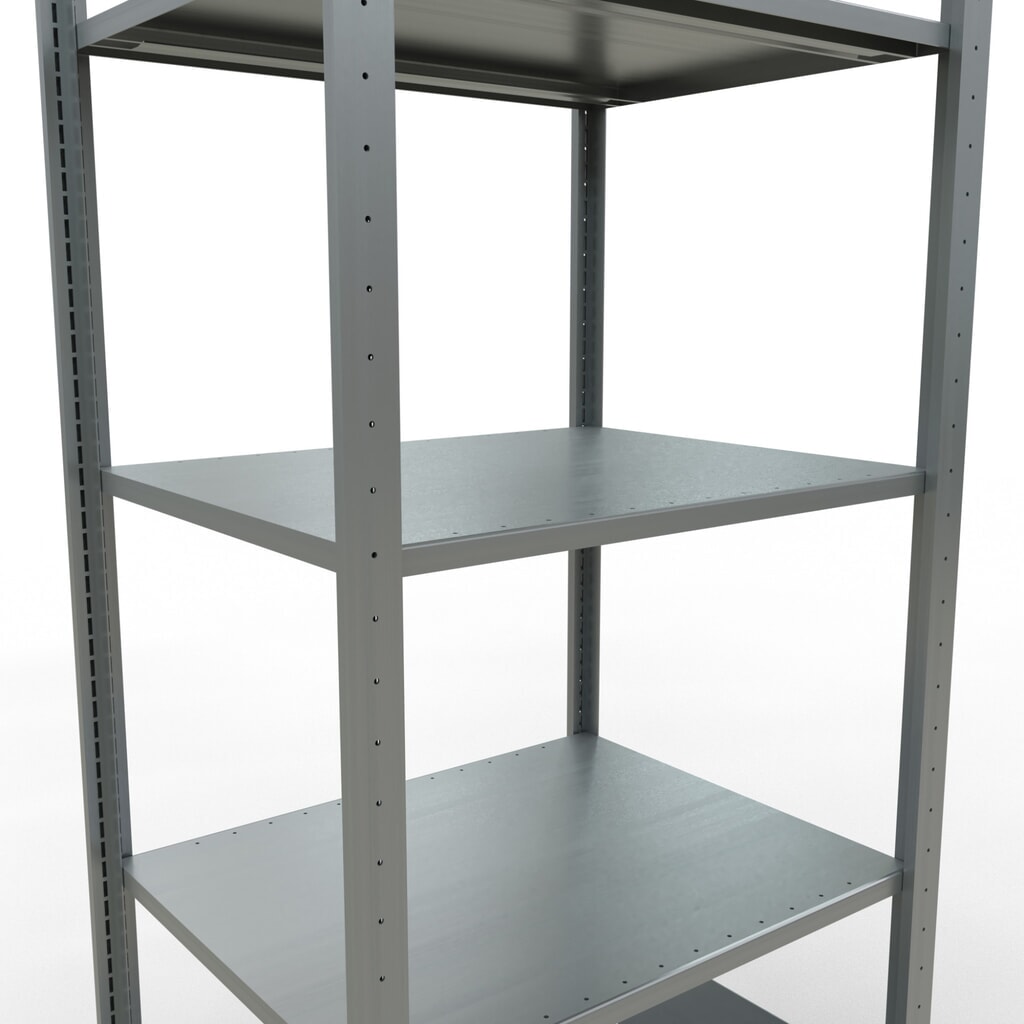 N° de l'image du produit 4 : SCHULTE Rayonnage à tablettes galvanisé avec 5 tablettes en tôle d’acier, charge par tablette 150 kg, HxlxP 2 000 x 810 x 636 mm