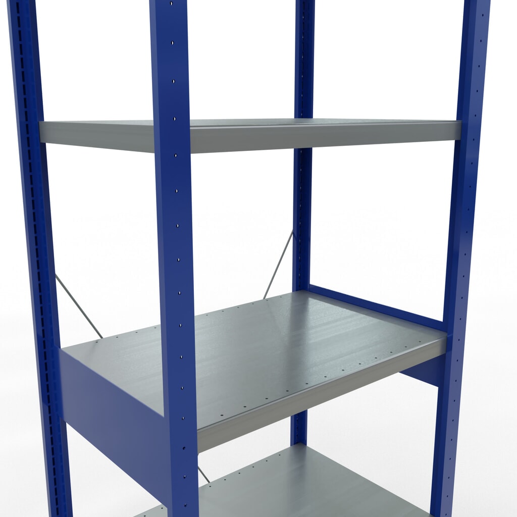 N° de l'image du produit 5 : SCHULTE Rayonnage à tablettes, bleu gentiane / galvanisé, charge par tablette 250 kg, HxlxP 2 500 x 810 x 536 mm