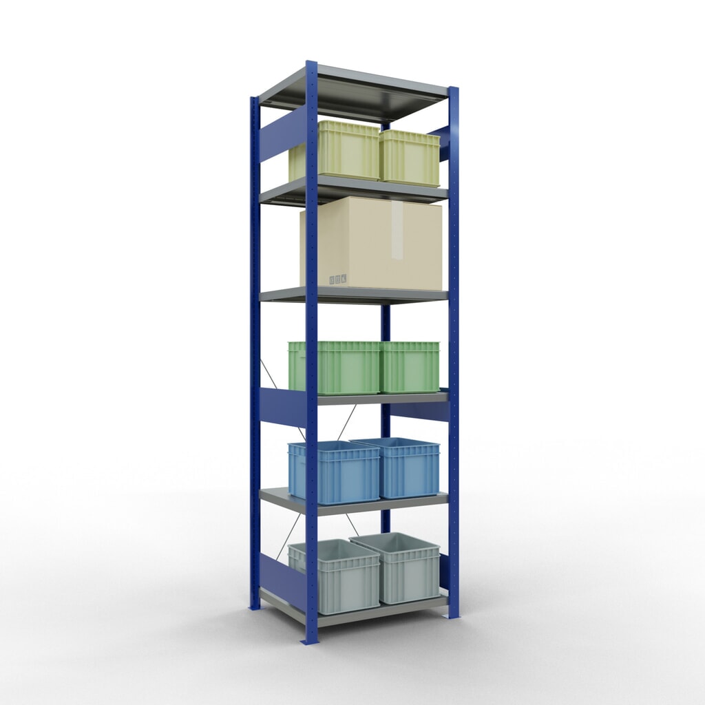 SCHULTE Rayonnage à tablettes, bleu gentiane / galvanisé, charge par tablette 250 kg, HxlxP 2 500 x 810 x 636 mm N° de l'image du produit 3 : SCHULTE Rayonnage à tablettes, bleu gentiane / galvanisé, charge par tablette 250 kg, HxlxP 2 500 x 810 x 636 mm