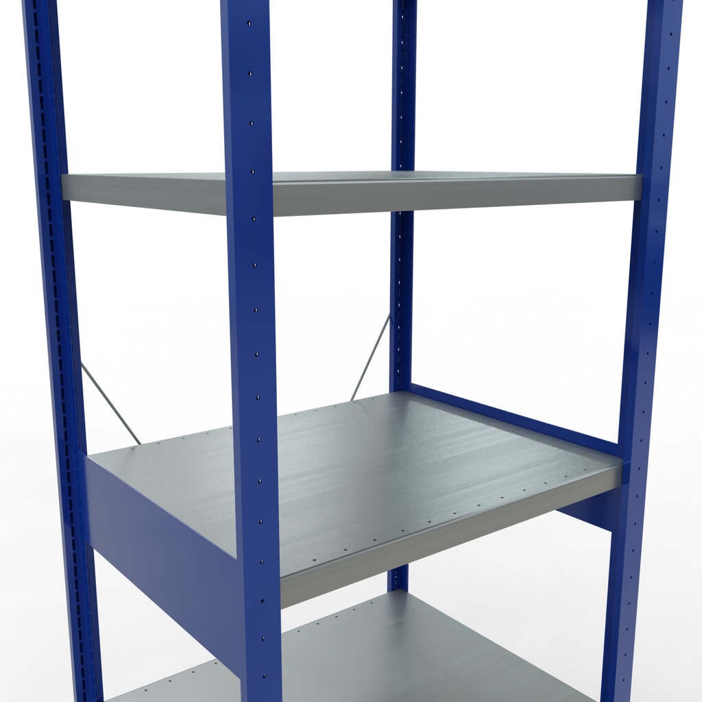 SCHULTE Rayonnage à tablettes, bleu gentiane / galvanisé, charge par tablette 250 kg, HxlxP 2 500 x 810 x 636 mm N° de l'image du produit 5 : SCHULTE Rayonnage à tablettes, bleu gentiane / galvanisé, charge par tablette 250 kg, HxlxP 2 500 x 810 x 636 mm