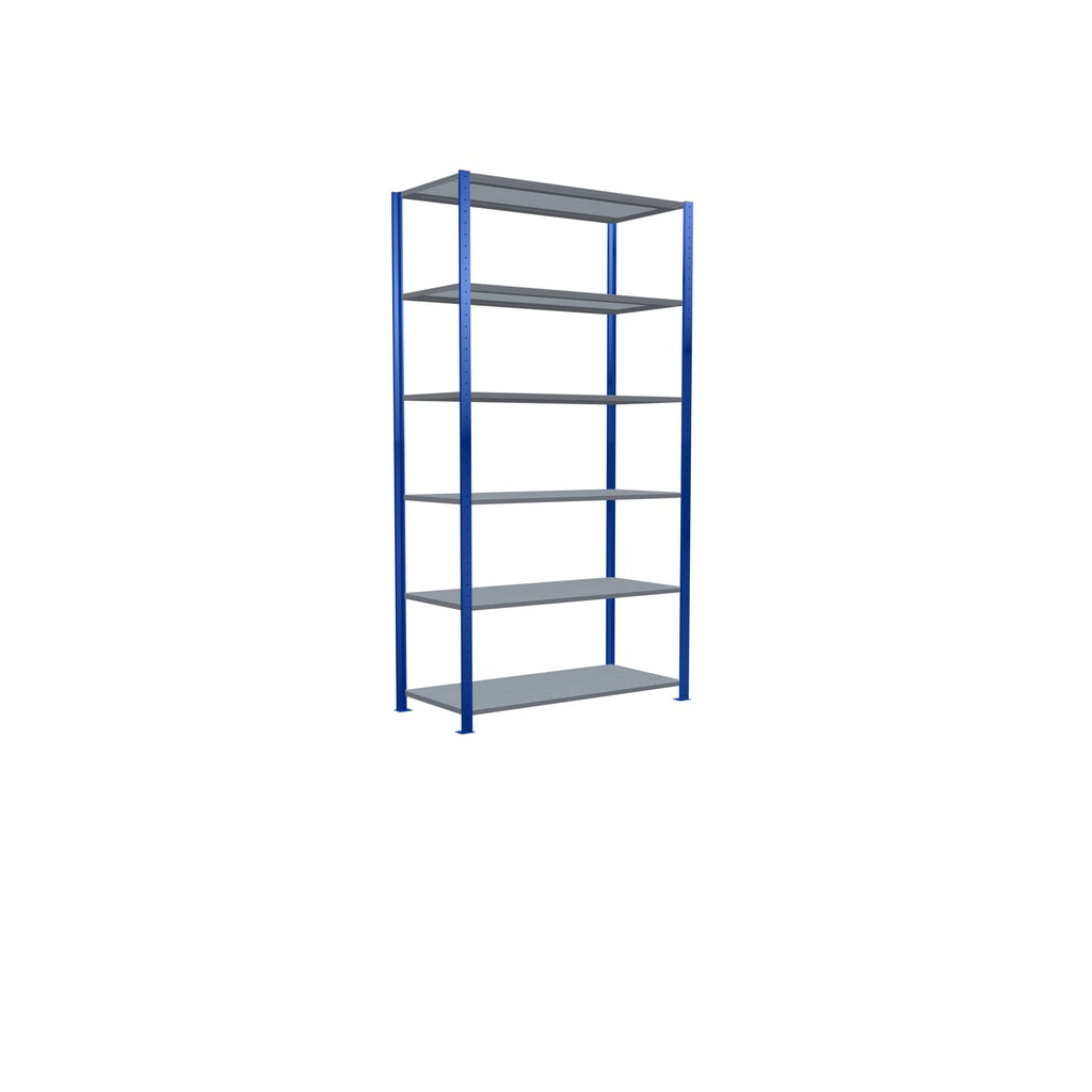 N° de l'image du produit 2 : SCHULTE Rayonnage à tablettes, bleu gentiane / galvanisé, charge par tablette 250 kg, HxlxP 2 500 x 1 360 x 636 mm