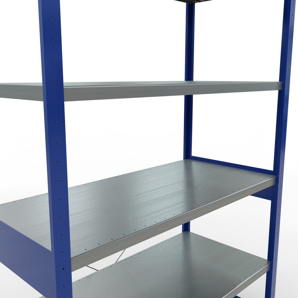 SCHULTE Rayonnage à tablettes, bleu gentiane / galvanisé, charge par tablette 250 kg, HxlxP 2 500 x 1 360 x 636 mm N° de l'image du produit 5 : SCHULTE Rayonnage à tablettes, bleu gentiane / galvanisé, charge par tablette 250 kg, HxlxP 2 500 x 1 360 x 636 mm