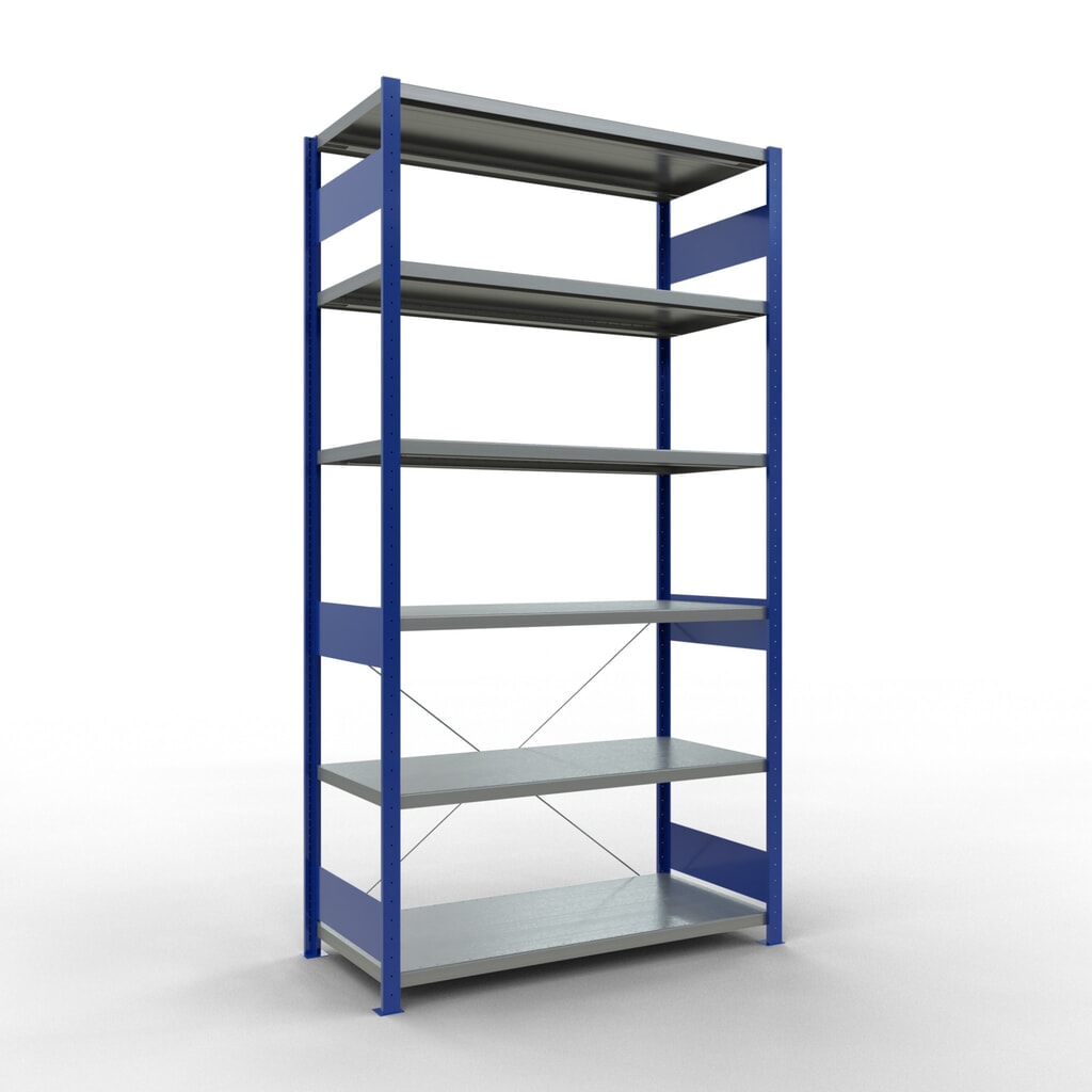 Illustration du produit: SCHULTE Rayonnage à tablettes, bleu gentiane / galvanisé, charge par tablette 250 kg, HxlxP 2 500 x 1 360 x 636 mm