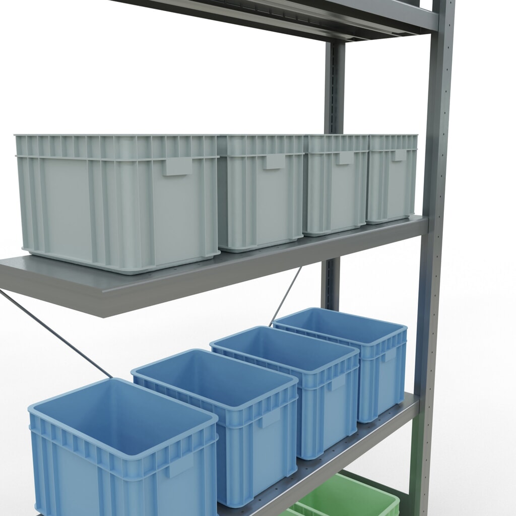 N° de l'image du produit 4 : Rayonnage à tablettes SCHULTE, montage par enfichage, travée auxiliaire, charge par tablette 330 kg, galvanisé, HxlxP 2000 x 1000 x 300 mm
