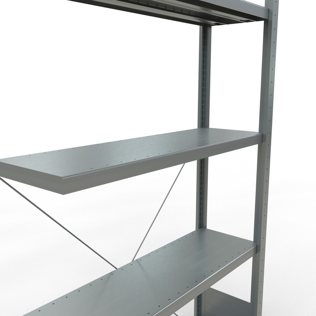 N° de l'image du produit 5 : Rayonnage à tablettes SCHULTE, montage par enfichage, travée auxiliaire, charge par tablette 330 kg, galvanisé, HxlxP 2000 x 1000 x 300 mm