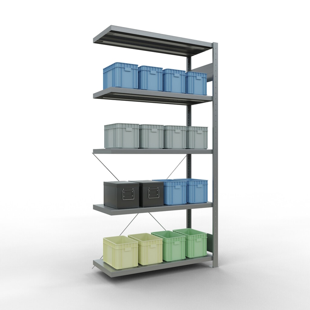 N° de l'image du produit 3 : Rayonnage à tablettes SCHULTE, montage par enfichage, travée auxiliaire, charge par tablette 330 kg, galvanisé, HxlxP 2000 x 1000 x 400 mm
