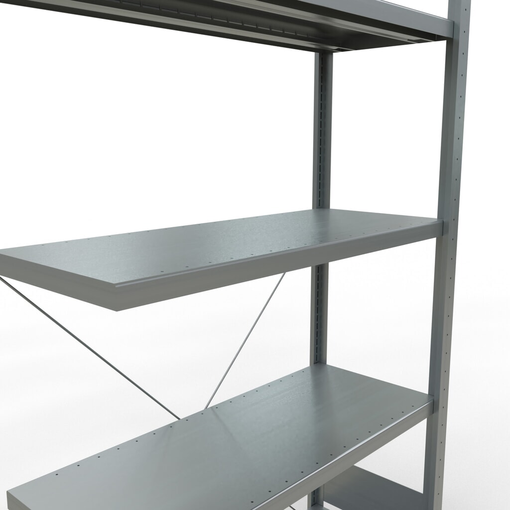 N° de l'image du produit 5 : Rayonnage à tablettes SCHULTE, montage par enfichage, travée auxiliaire, charge par tablette 330 kg, galvanisé, HxlxP 2000 x 1000 x 400 mm