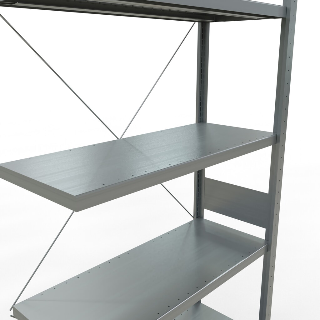 Rayonnage à tablettes SCHULTE, système à emboîter, travée auxiliaire, charge par tablette 330 kg, galvanisé, HxlxP 3000 x 1000 x 400 mm N° de l'image du produit 5 : Rayonnage à tablettes SCHULTE, système à emboîter, travée auxiliaire, charge par tablette 330 kg, galvanisé, HxlxP 3000 x 1000 x 400 mm